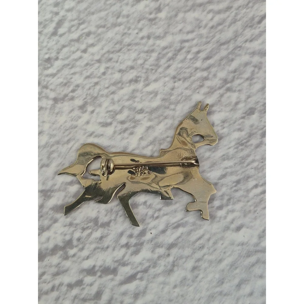 Siam Sterling Vintage Blue Enamel Horse Brooch Pin Equestrian Silver Jewelry